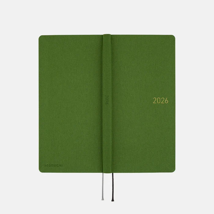 Hobonichi 2026 Weeks: Colors - Antique Green, shown from another angle.