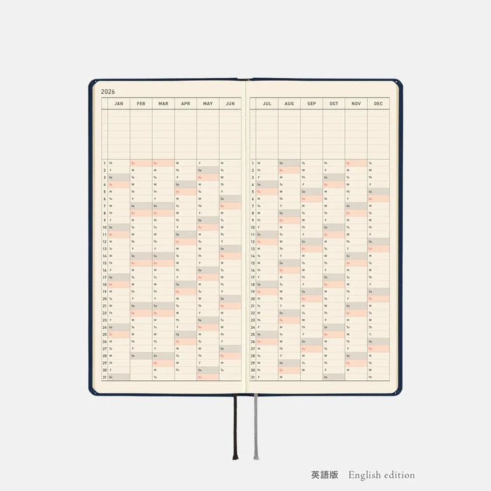 Hobonichi 2026 Weeks: Colors - Cosmo Blue, front view.