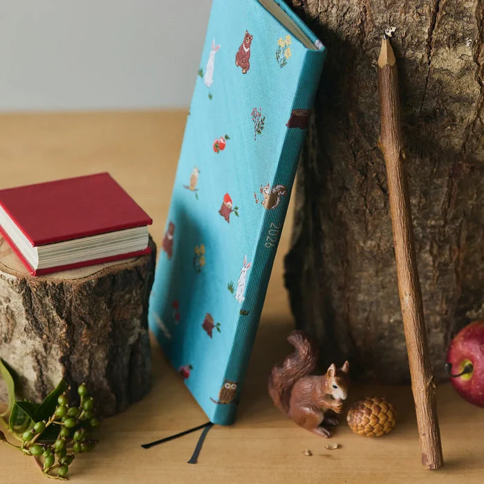 Hobonichi 2026 Weeks Mega: Bow & Tie - In the Forest, shown in full.