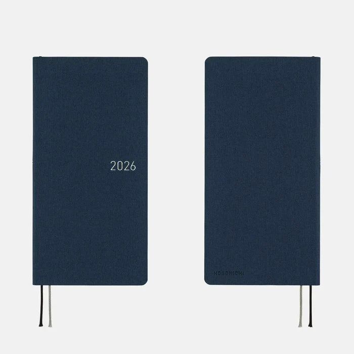 Hobonichi 2026 Weeks Mega: Colors - Cosmo Blue, shown from the front.