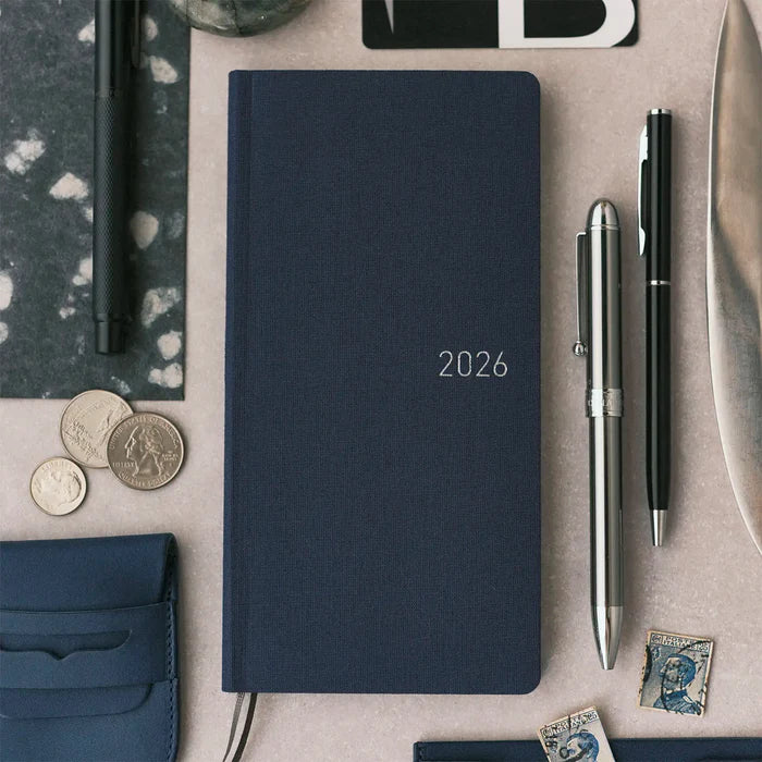 Hobonichi 2026 Weeks Mega: Colors - Cosmo Blue, detail view of the design.
