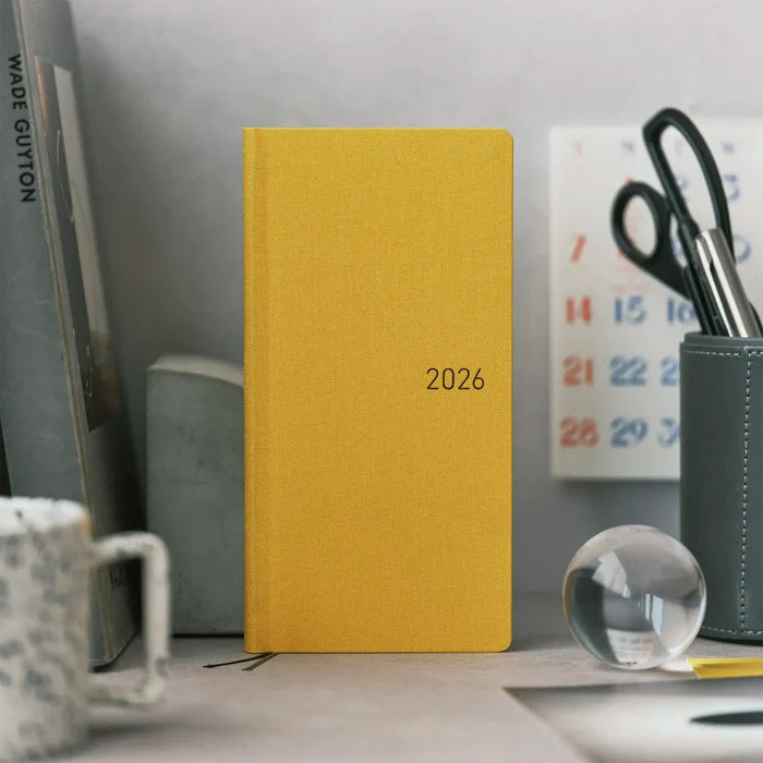 Hobonichi 2026 Weeks Mega: Colors - Full Moon Yellow, detail view of the design.