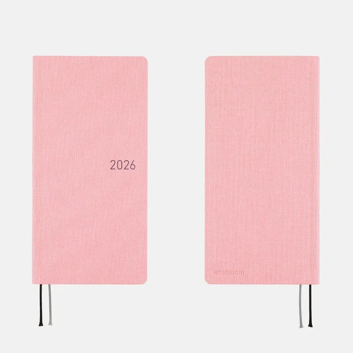 Hobonichi 2026 Weeks Mega: Colors - Strawberry Milk, shown from the front.