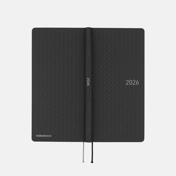 Hobonichi 2026 Weeks: Paper Series - Black Gingham, shown from another angle.