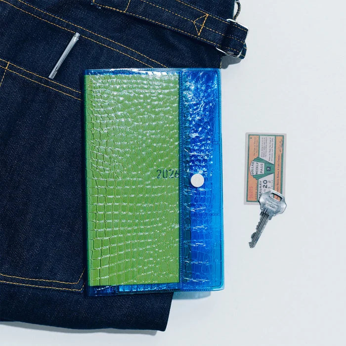 Hobonichi 2026 Weeks Planner Cover: beautiful people - Nothing to Hide (Blue), detail view of the design.