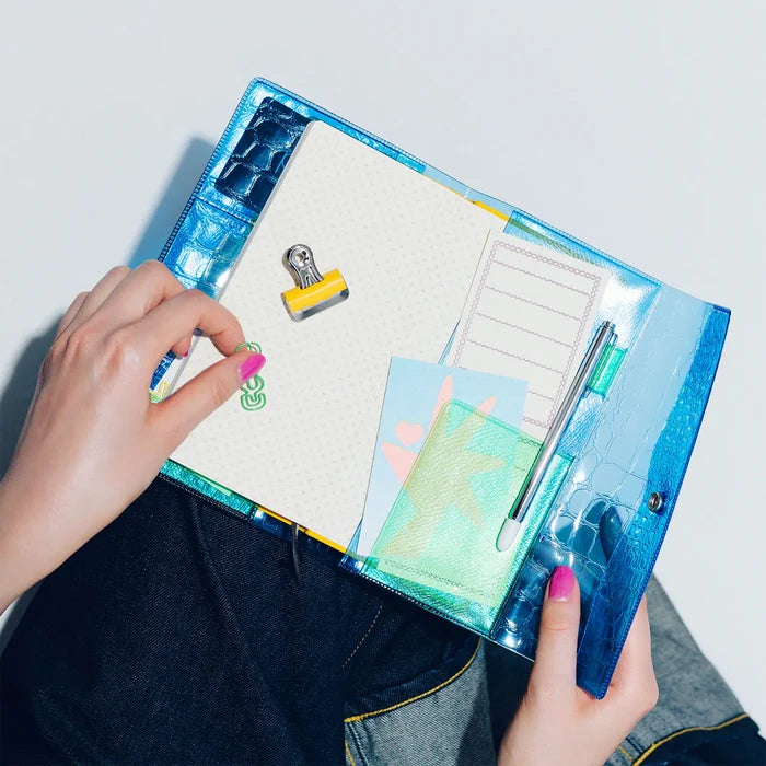 Hobonichi 2026 Weeks Planner Cover: beautiful people - Nothing to Hide (Blue), close-up view.
