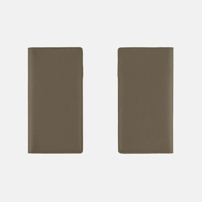 Hobonichi 2026 Weeks Planner Cover: Leather - Taut (Gray & Light Blue), shown from the front.