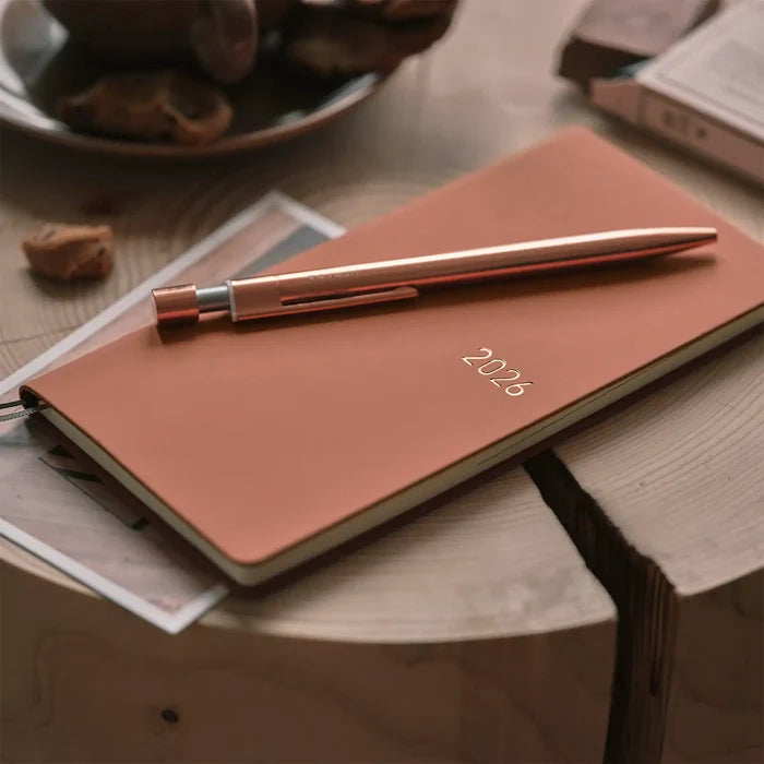Hobonichi 2026 Weeks: Smooth - Milk Cocoa, close-up view.