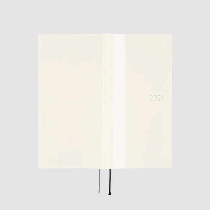 Hobonichi 2026 Weeks: White Line - Ivory, shown from another angle.