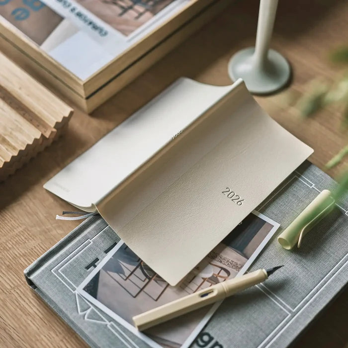 Hobonichi 2026 Weeks: White Line - Ivory, shown in full.