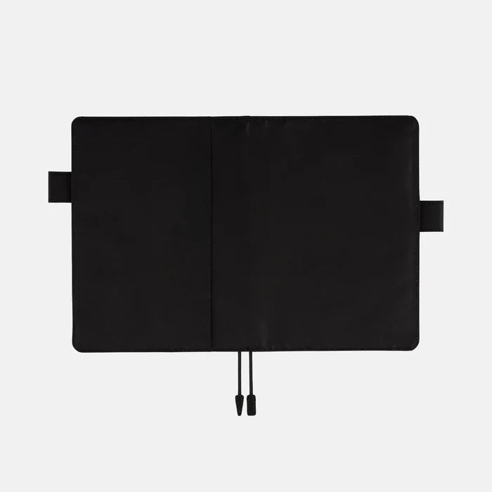 Hobonichi 2026 A5 Cousin Cover: Colors - Black x Clear Blue, shown from another angle.