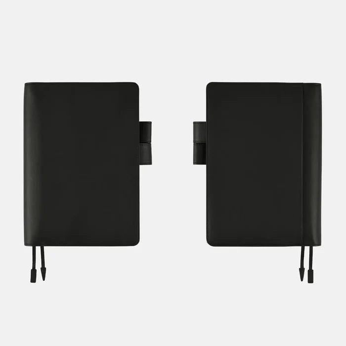 Hobonichi 2026 A5 Cousin Cover: Leather - TS Basic - Black, shown from the front.