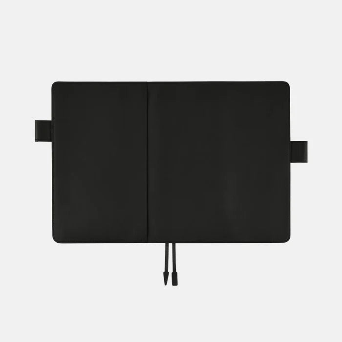 Hobonichi 2026 A5 Cousin Cover: Leather - TS Basic - Black, shown from another angle.