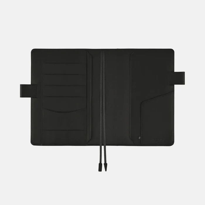 Hobonichi 2026 A5 Cousin Cover: Leather - TS Basic - Black, alternate angle.