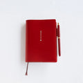 Hobonichi A6 5-Year Techo Leather Cover – Red, shown from the front.