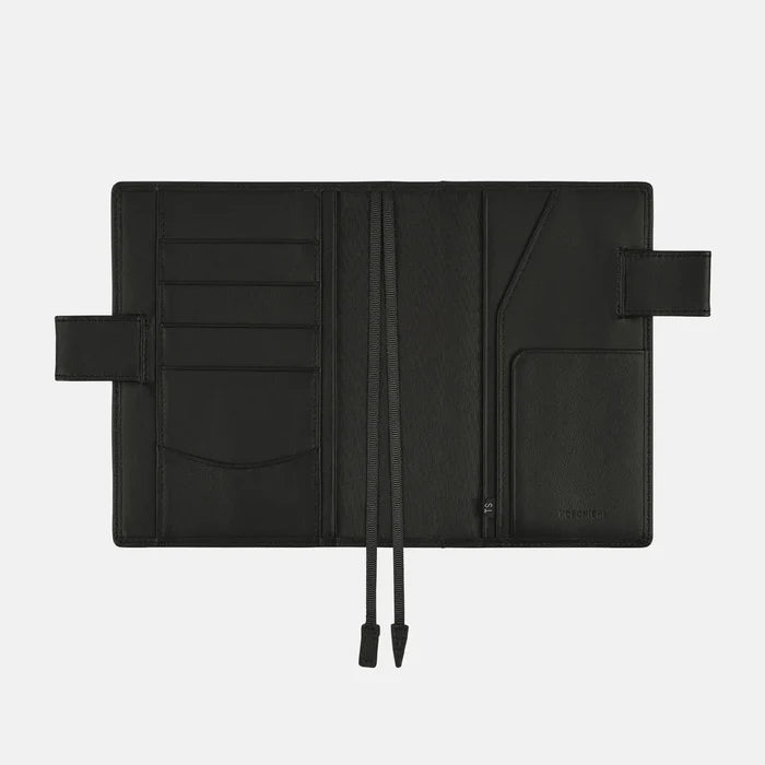Hobonichi 2026 A6 Planner Cover: Leather - TS Basic - Black, alternate angle.