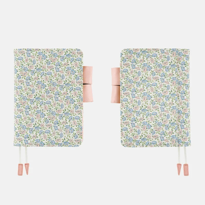 Hobonichi 2026 A6 Planner Cover: Liberty Fabrics - Sasha Kiora, shown from the front.