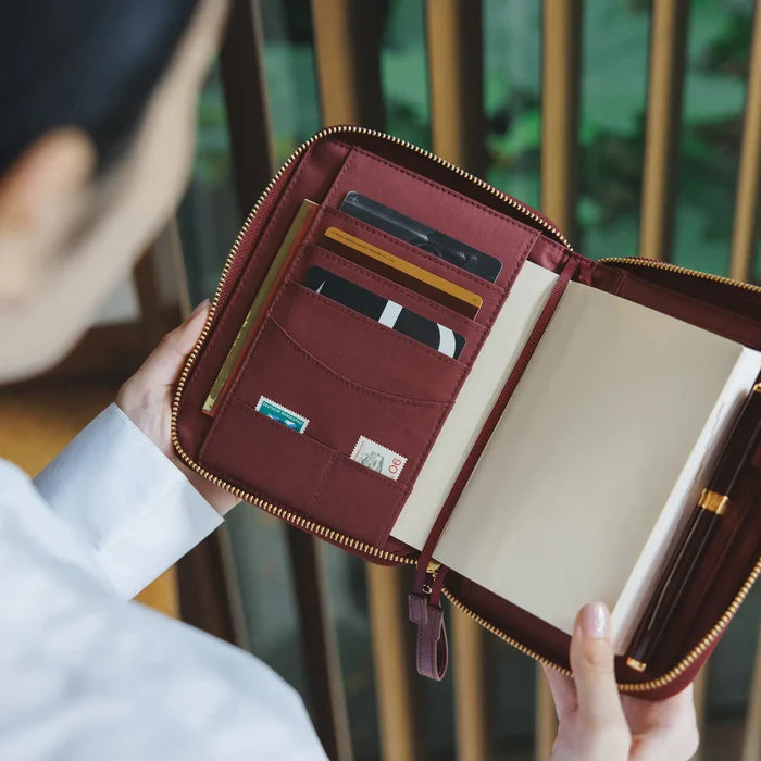 Hobonichi 2026 A6 Planner Cover: Single Color - Amarone, close-up view.