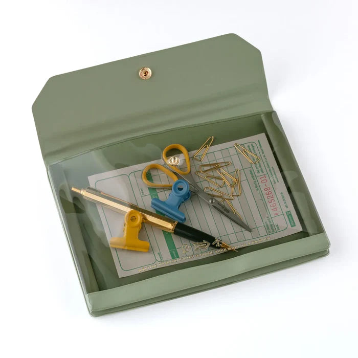Hobonichi 2026 Accessories: Alettone - Document Case for A6 Size (Olive), shown from another angle.