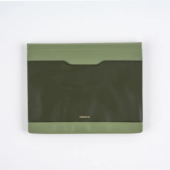 Hobonichi 2026 Accessories: Alettone - Document Case for A6 Size (Olive), detail view of the design.