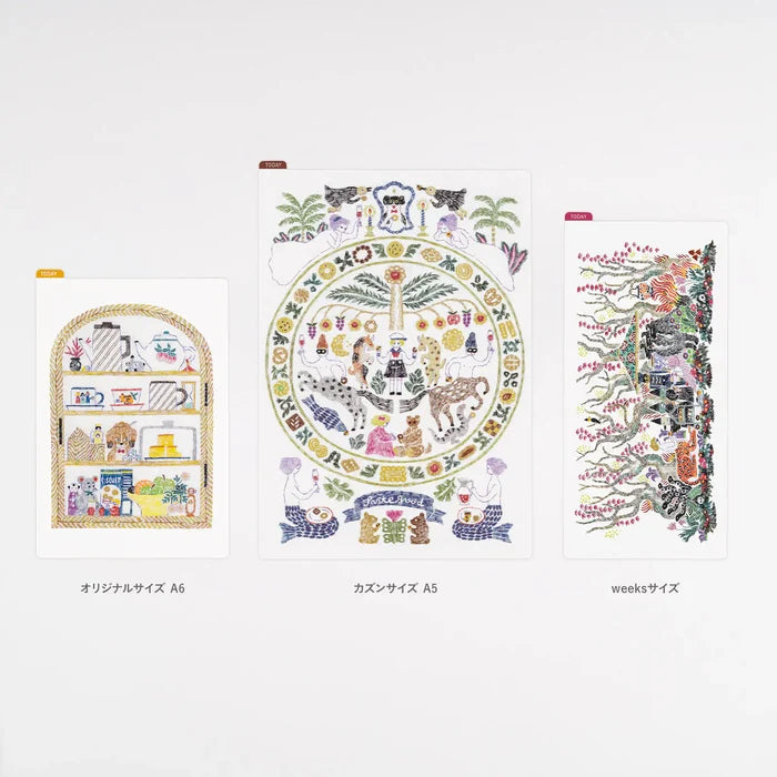 Hobonichi 2026 Accessories: iyo okumi - Hobonichi Pencil Board for A5 Size (Happy Tea Time - Taste Good), shown from another angle.