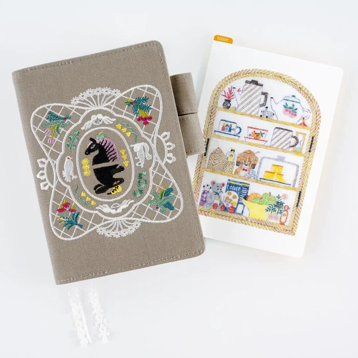 Hobonichi 2026 Accessories: iyo okumi - Hobonichi Pencil Board for A5 Size (Happy Tea Time - Taste Good), alternate angle.