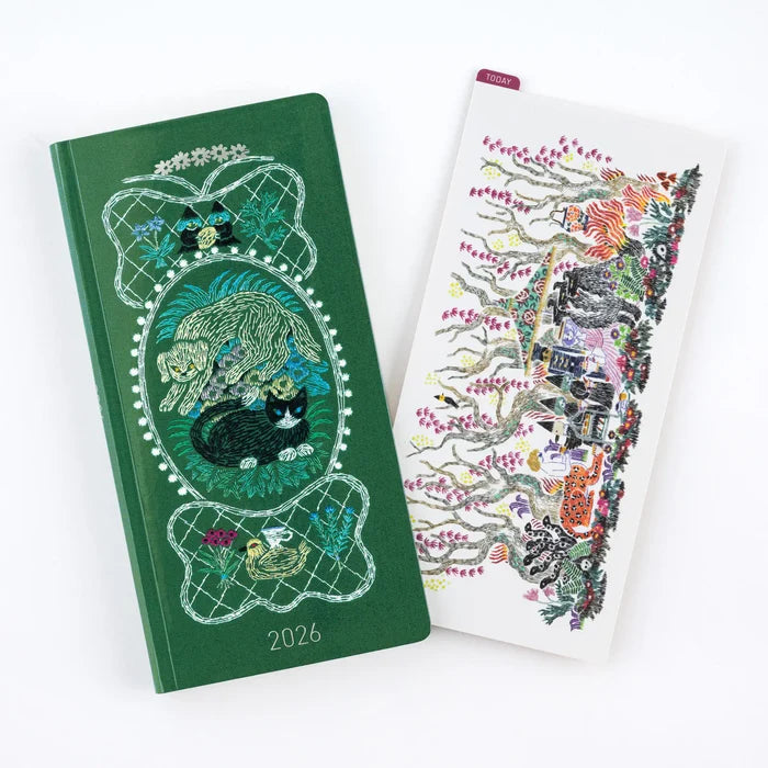 Hobonichi 2026 Accessories: iyo okumi - Hobonichi Pencil Board for A5 Size (Happy Tea Time - Taste Good), front view.