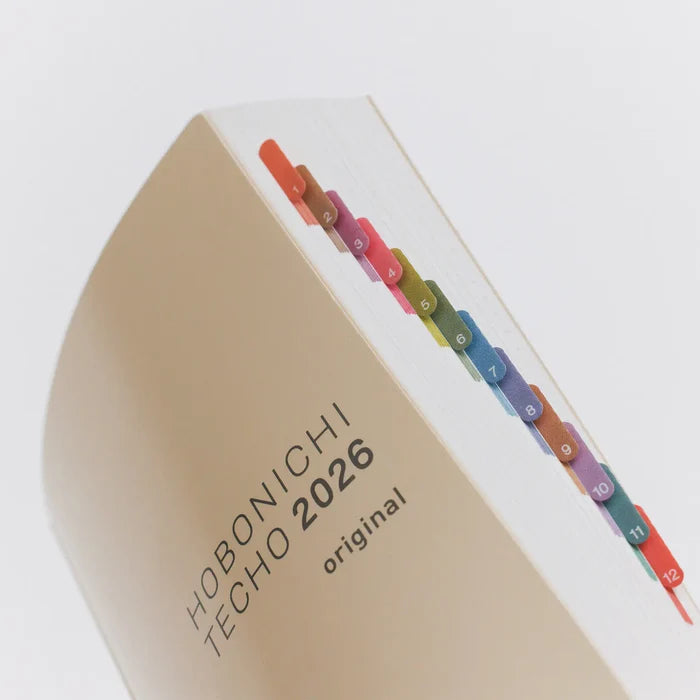 Hobonichi 2026 Accessories: TSUKI no IRO - Index Stickers, shown from another angle.