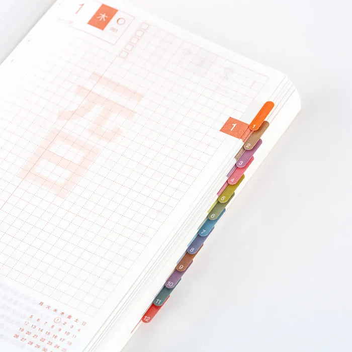 Hobonichi 2026 Accessories: TSUKI no IRO - Index Stickers, alternate angle.