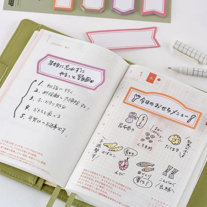 Hobonichi 2026 Accessories: TSUKI no IRO - Sticky Notes (Guide), close-up view.