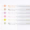 Hobonichi 2026 Accessories: TSUKI no IRO: Uniball One Set of 6 with Case, shown with its details.