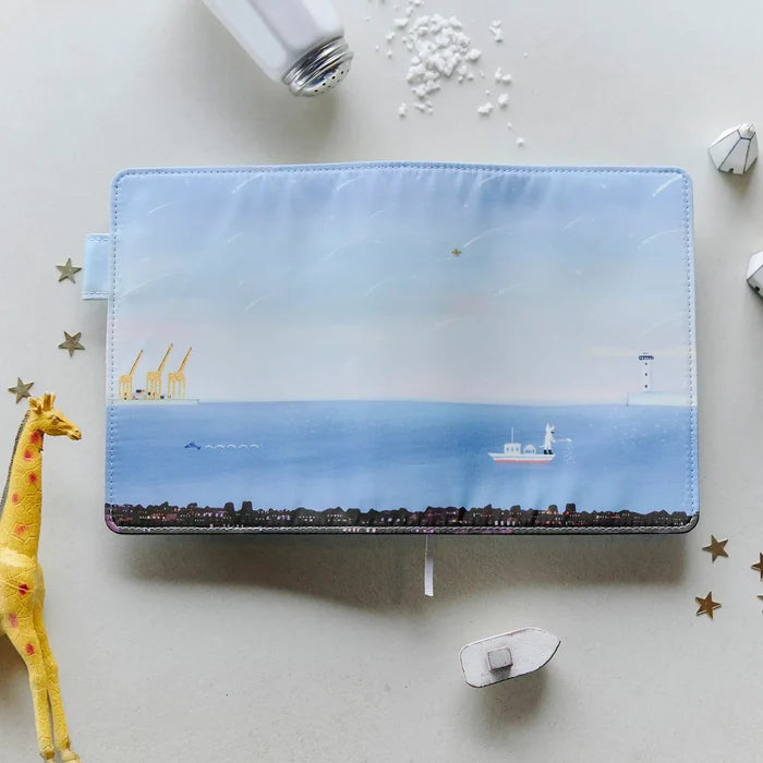 Hobonichi Hiroko Kubota: The Sea’s Dream at Dawn – 5-Year Techo Cover, detail view of the design.