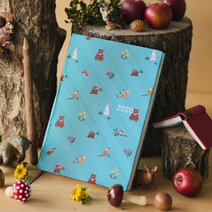 Hobonichi HON A5 2026 Planner: Bow & Tie - In the Forest, detail view of the design.
