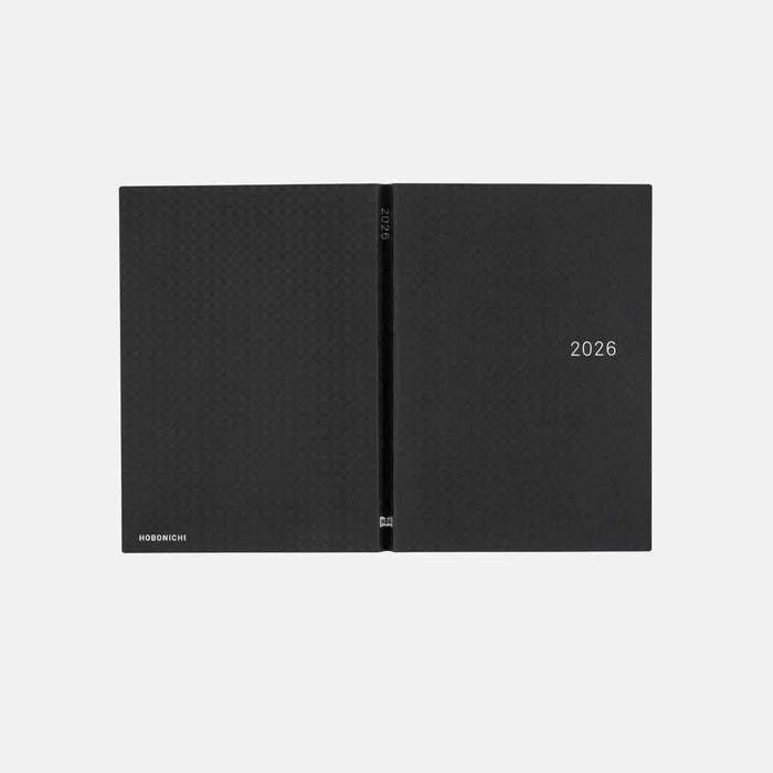 Hobonichi HON A5 2026 Planner: Paper Series - Black Gingham, shown from another angle.