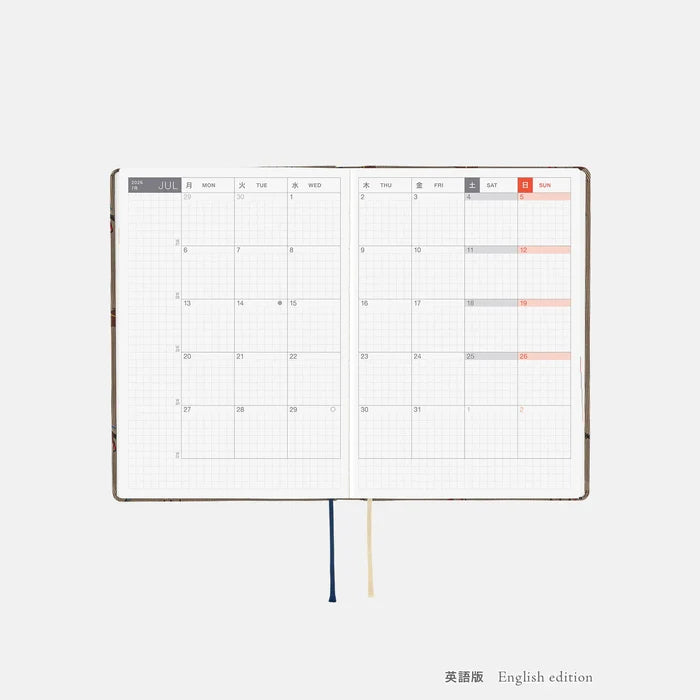 Hobonichi HON A6 2026 Planner: Bow & Tie - Galloping Horses, alternate angle.