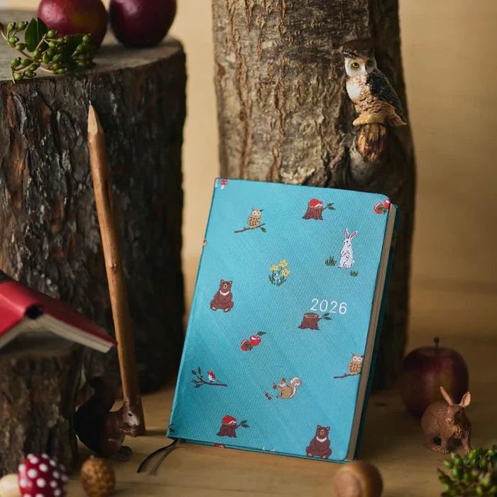 Hobonichi HON A6 2026 Planner: Bow & Tie - In the Forest, detail view of the design.