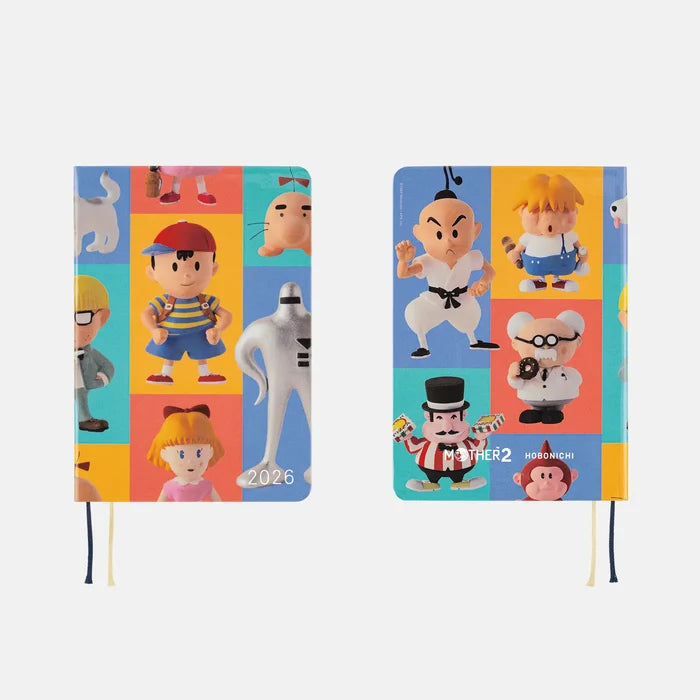 Hobonichi HON A6 2026 Planner: MOTHER - Clay Figurines, shown from the front.