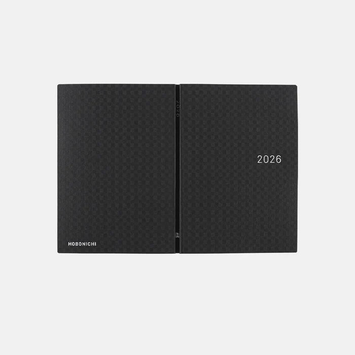 Hobonichi HON A6 2026 Planner: Paper Series - Black Gingham, shown from another angle.