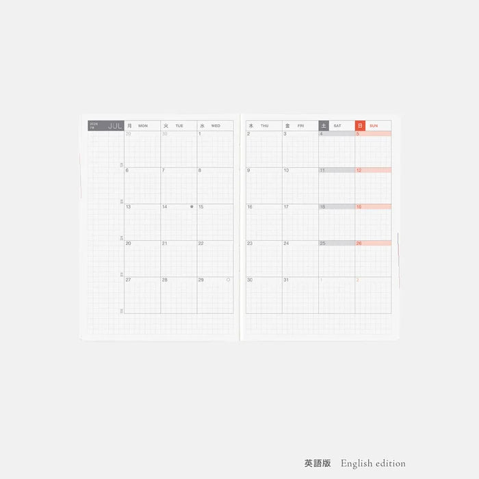 Hobonichi HON A6 2026 Planner: Paper Series - Black Gingham, alternate angle.