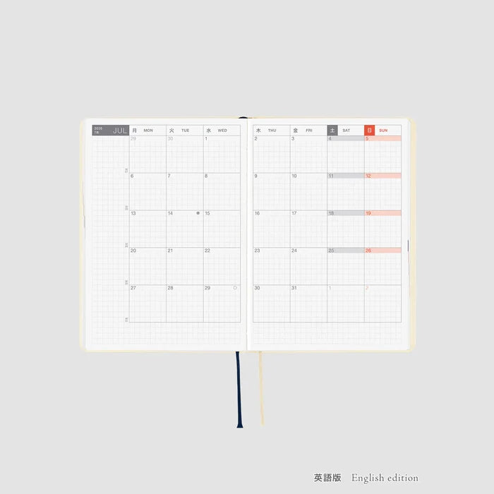 Hobonichi HON A6 2026 Planner: Slash (Ivory), shown with its details.