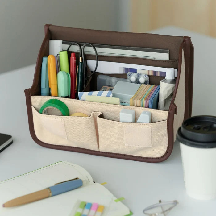 Hobonichi Stappo Bag (Canvas: Ivory Brown), shown from another angle.