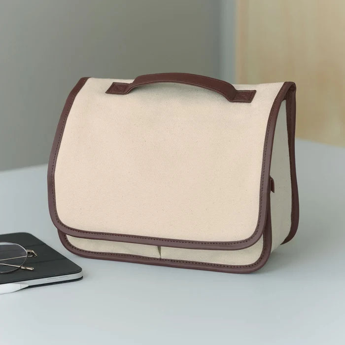 Hobonichi Stappo Bag (Canvas: Ivory Brown), front view.