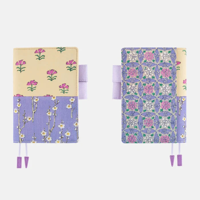 Hobonichi Unsodo: Bijutsukai Cover (Plum and Dianthus) – A6, close-up view.