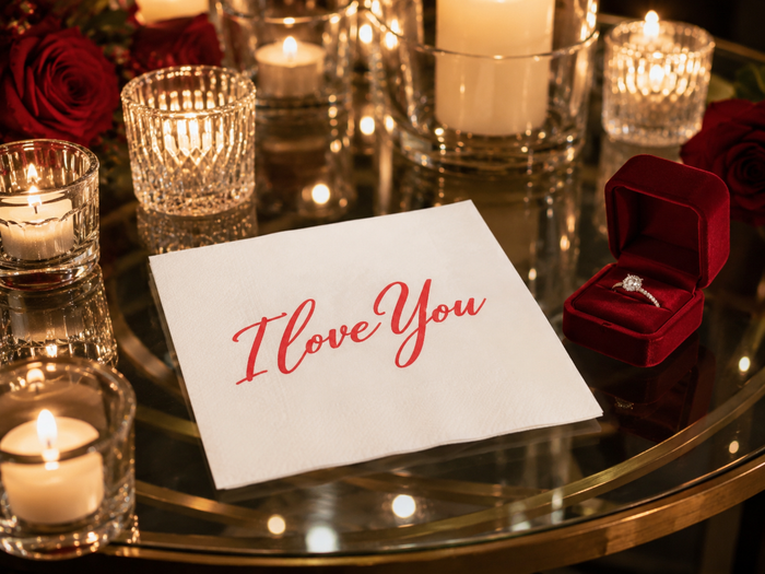 I Love You Valentine’s Day Cocktail Napkins, 50-Pack, 3-ply, Valentine’s Day Party Decor