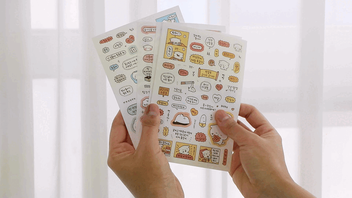 Iconic Blah Blah Daily Sticker Pack — 6 sheets, shown from the front.