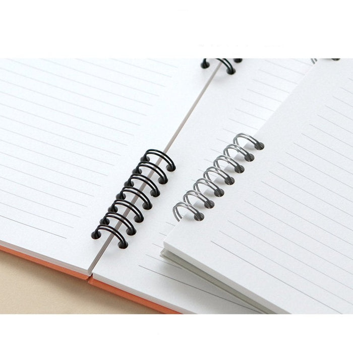 Detailed shot of the spiral binding and the notebook's ability to lay completely flat.
