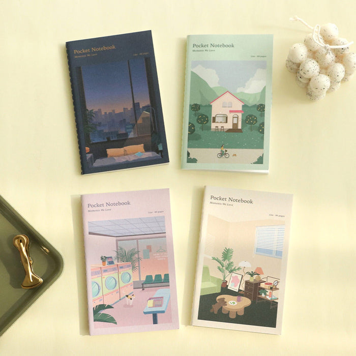 Iconic Daily Life Pocket Notebook v.3 lined notebooks shown together in assorted illustrated cover designs.