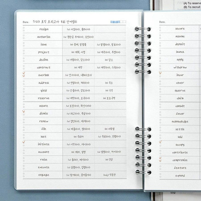 The Journal shop - Iconic Daily A5 Word Book A5 vocabulary notebook open to inside page with word list layout.