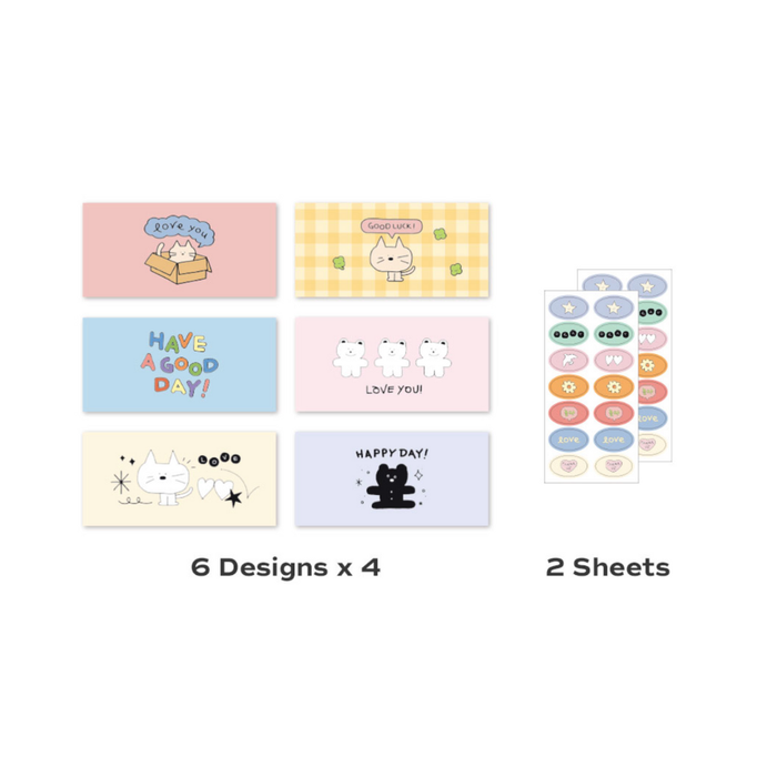 Iconic Doodle Envelope Set - 24 Envelopes + 28 Stickers, shown from another angle.