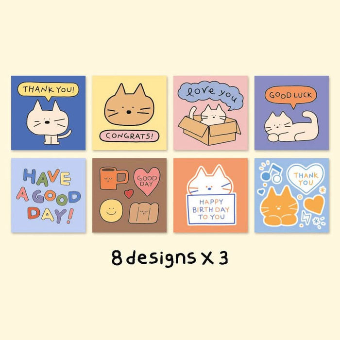 The Journal Shop - Selection of Iconic Doodle Mini Cards featuring cat and dog designs in assorted pastel colours.